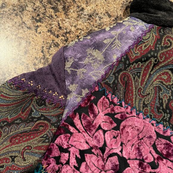 Tapestry Patch Vintage Jacket Patchwork Y2K Boho Art Teacher Eclectic Size Small - Picture 15 of 16